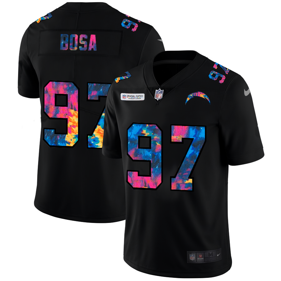 NFL Los Angeles Chargers #97 Joey Bosa Men Nike MultiColor Black 2020 Crucial Catch Vapor Untouchable Limited Jersey->los angeles chargers->NFL Jersey